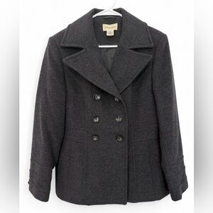 Women's St John's Bay Wool Cashmere Blend Pea Coat Small Dark‎ Gray